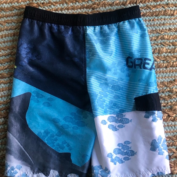 OP Great White Shark Blue Board Shorts 14/16 - Picture 3 of 5